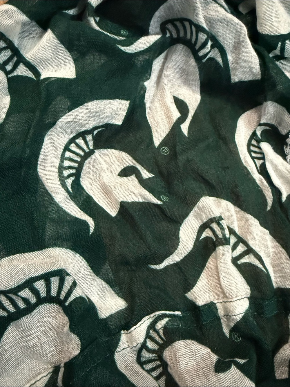 MSU- Michigan State University Green Spartan Print infinity scarf
